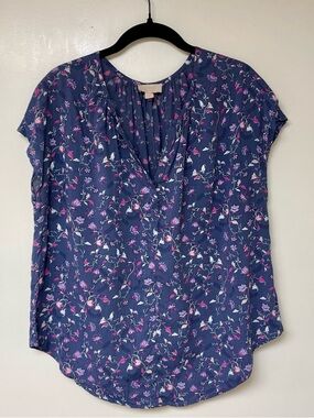 Love by Gap purple floral print short sleeve tunic shirt size Medium